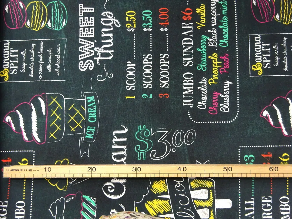 Poťahovka zeleno-čierna "zmrzlina, nápisy" 