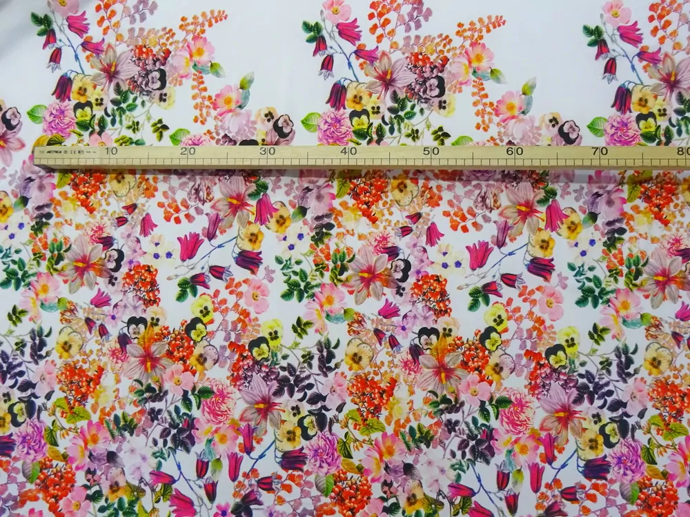 Šatovka biela "farebné kvety" - bordúra jednostranná