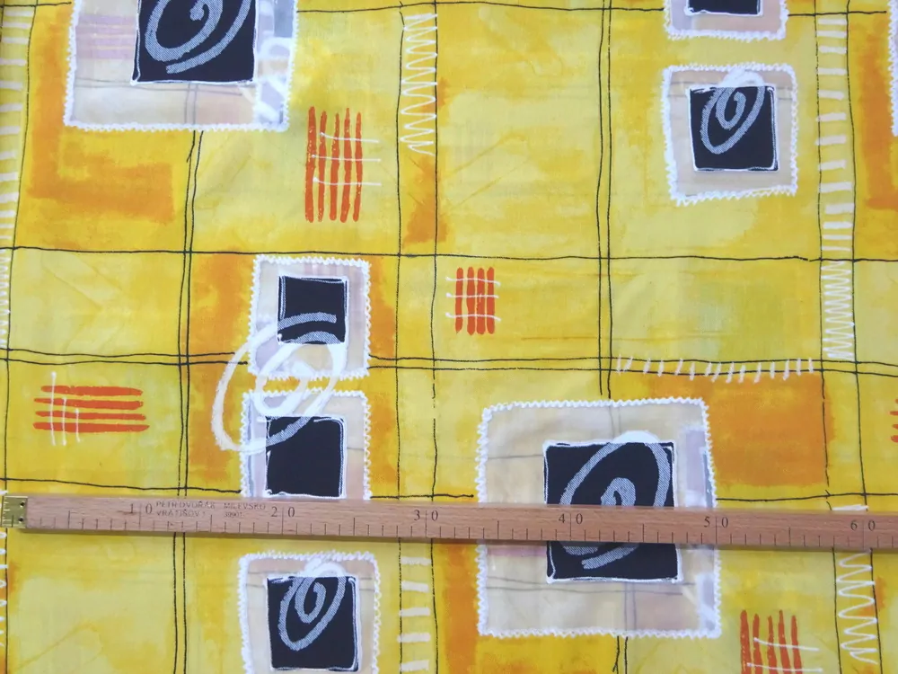 Závesovina žltá "štvorce" 