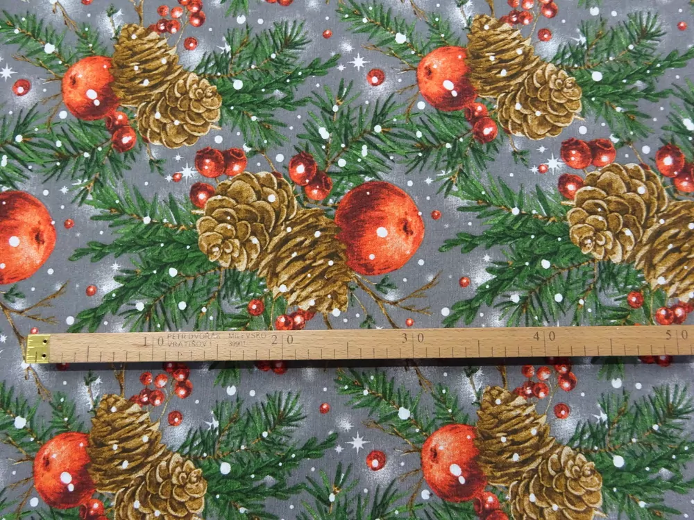 Poťahovka sivá "vianočný motív" 
