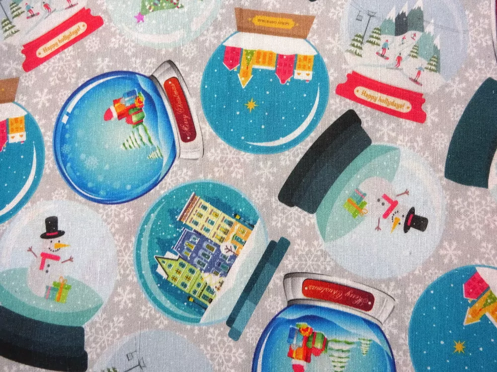 Poťahovka sivá "vianočné gule, vločky" 