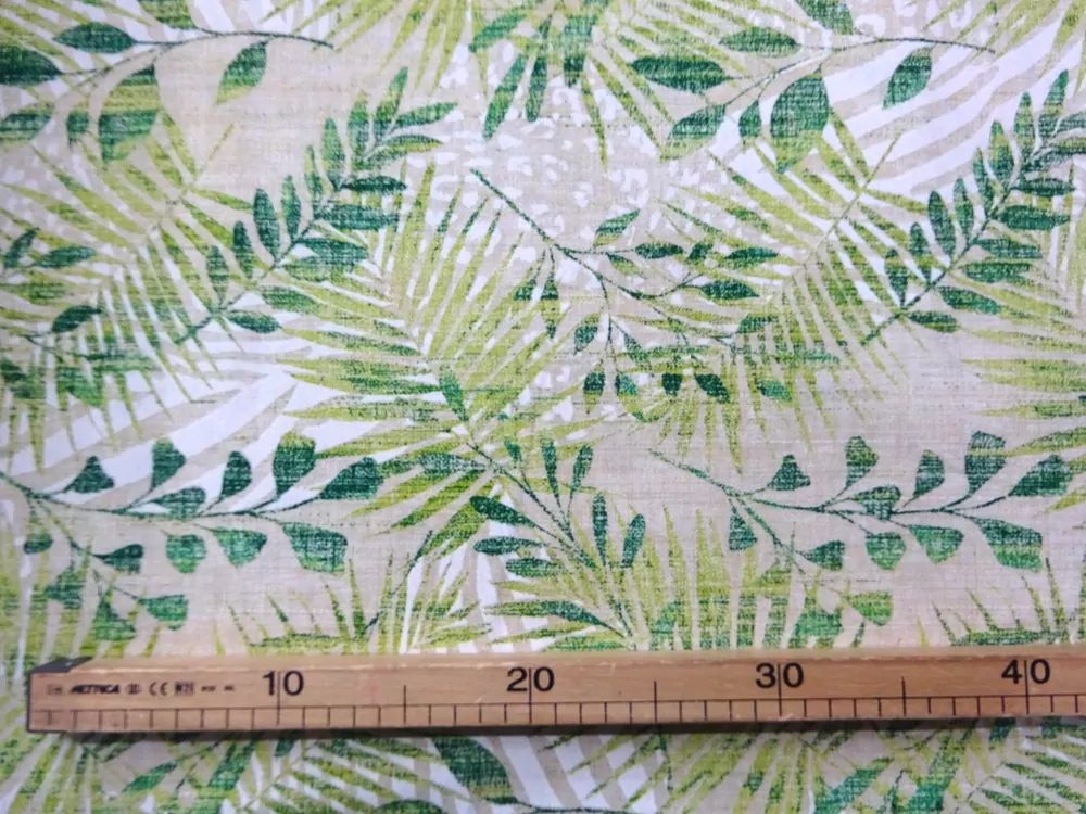 Poťahovka béžová "zelené listy" 