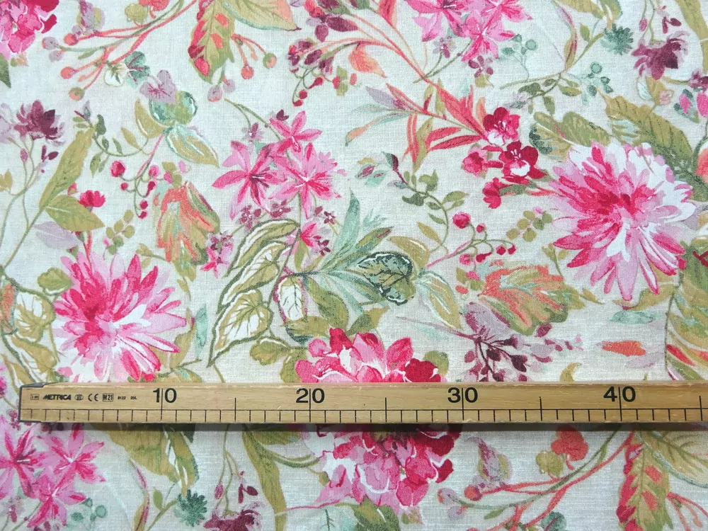 Poťahovka bielo-béžová "kvety, listy" 