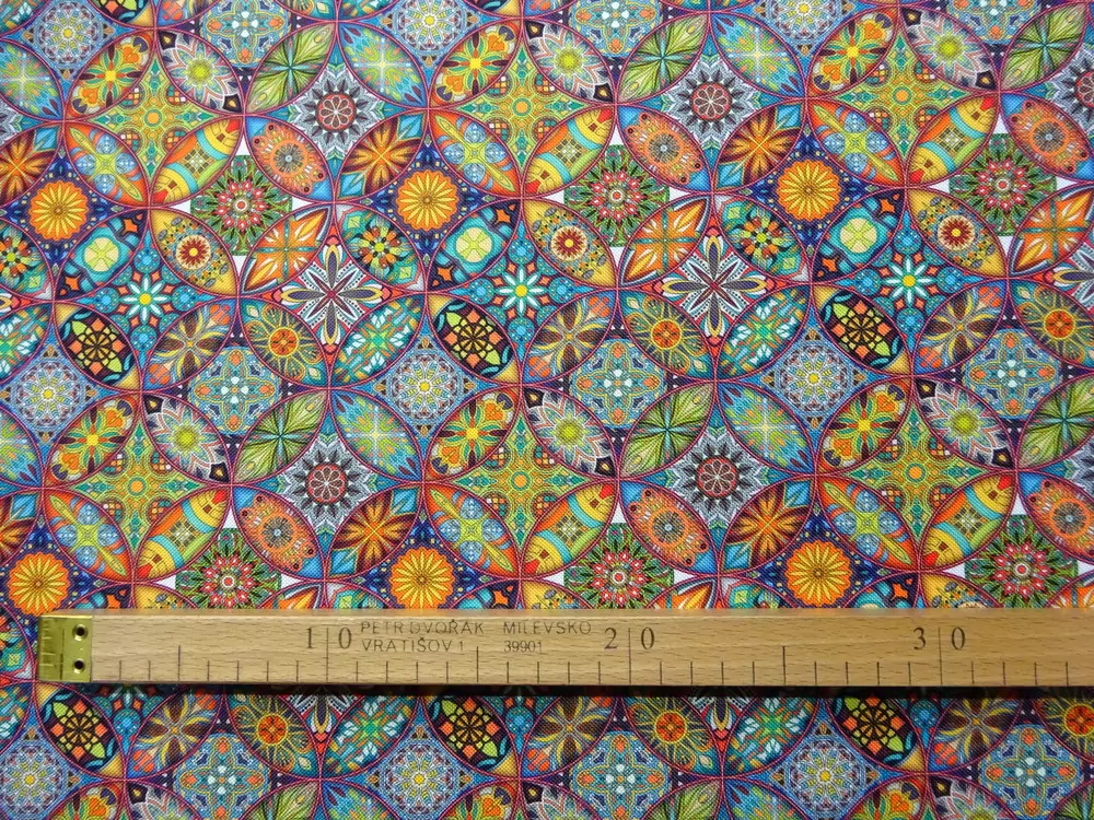 Kočíkovina biela "zeleno-pomarančová mandala"