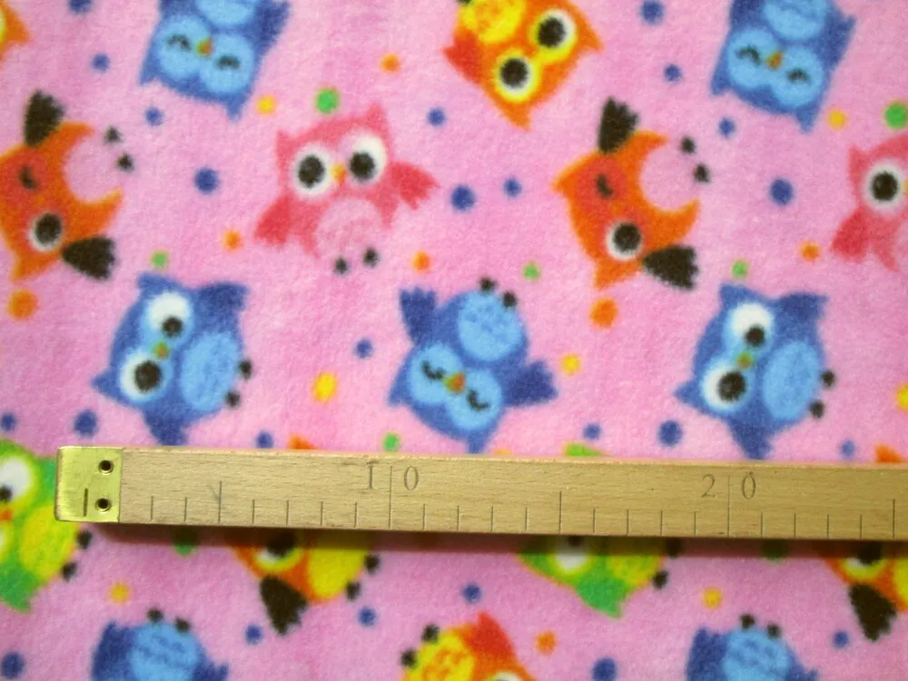 Fleece ružový "farebné sovičky"