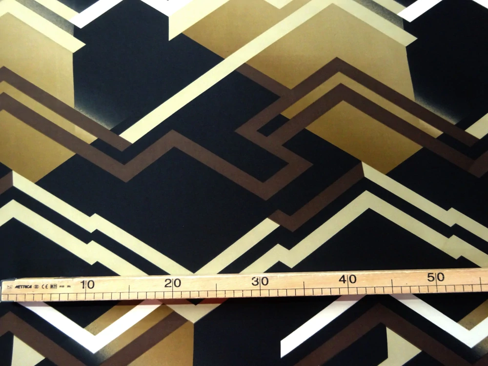 Hodváb hnedo-čierny "geometrický vzor" 