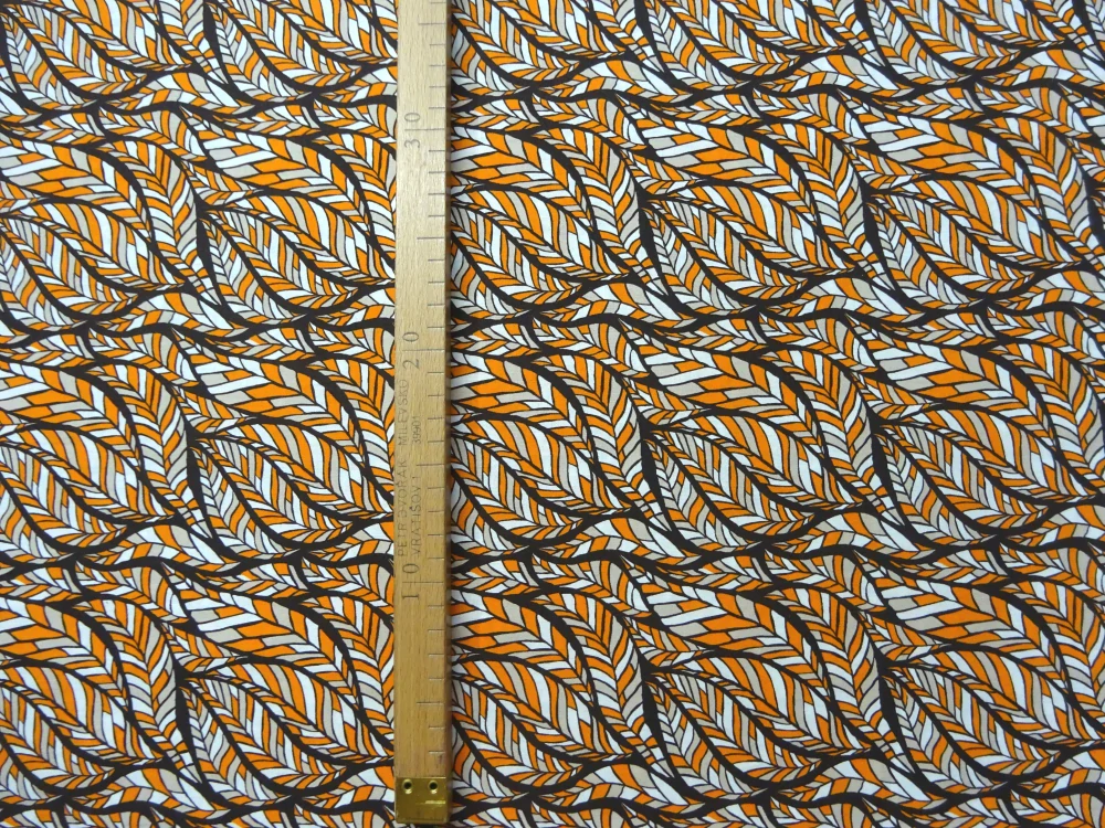 Bavlna bielo-pomarančovo-hnedá "vzorovaná" 