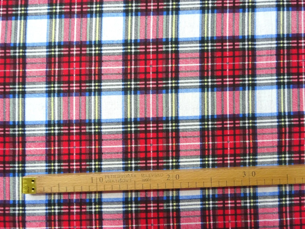 Flanel biely "farebné káro" 