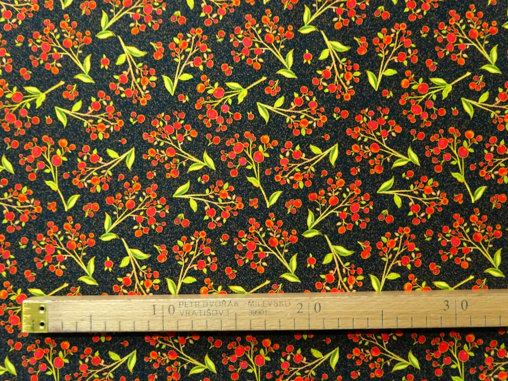 Bavlna čierna "červené bobule" - Amerika 