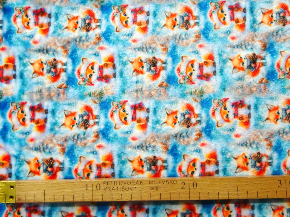 Fleece modrý "líška v zime" 