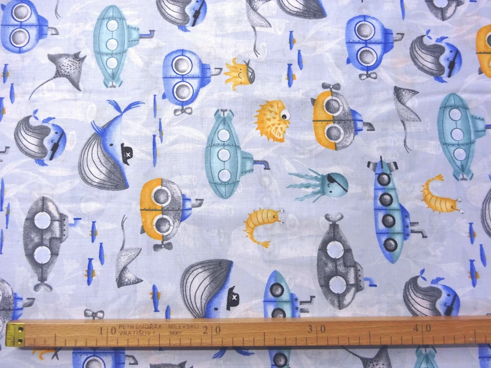 Bavlna svetlomodrá "vodný svet" 
