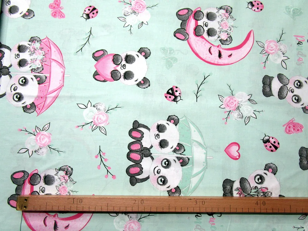 Bavlna mint "sweet pandas"
