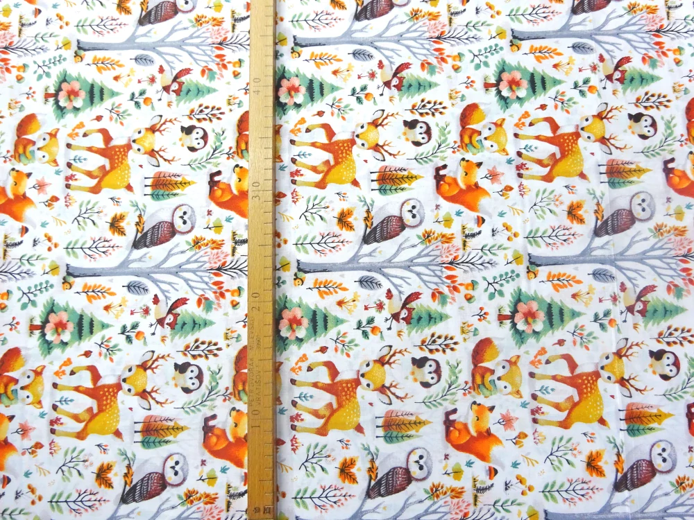 Bavlna biela "lesné zvieratká" 