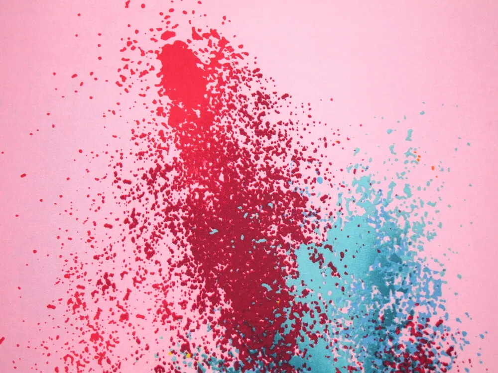 Satén ružový "farebné machule" 