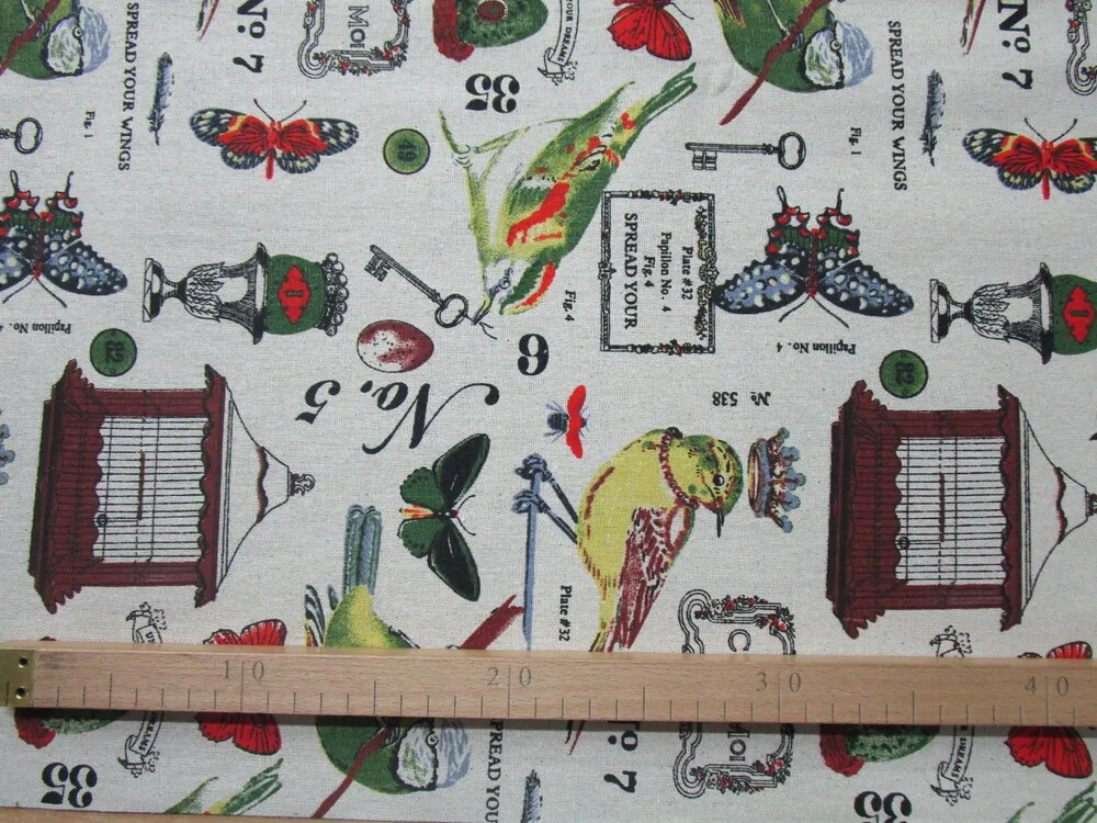 Poťahovka prírodná "farebné vtáky"