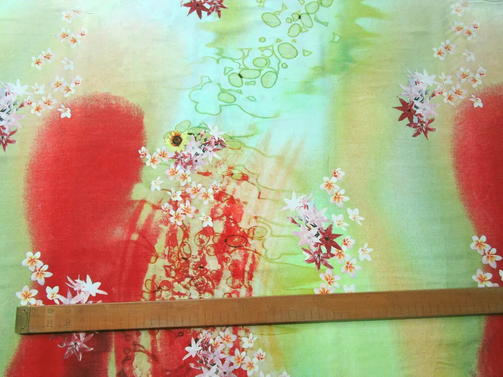 Šatovka zeleno-červeno-čierna "kvety" - bordúra jednostranná