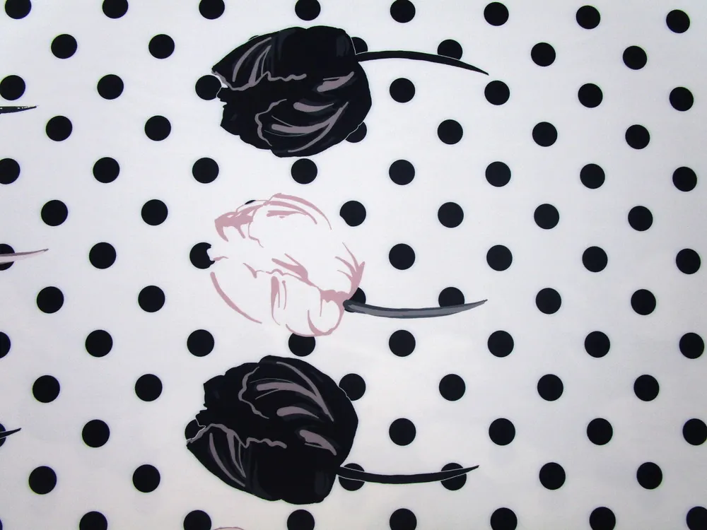 Šatovka smotanovo-čierna "kvety, bodky" - raport