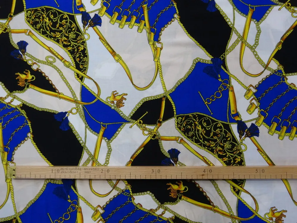 Šatovka bielo-modro-čierna "retiazky, opasky" 