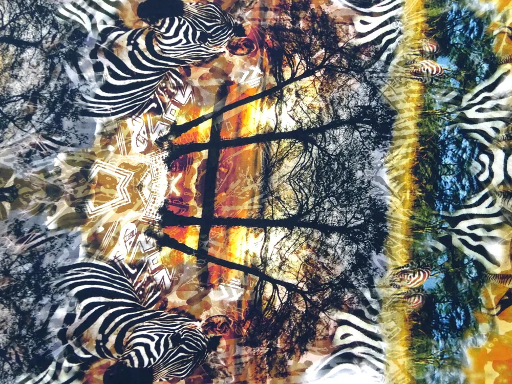 Šatovka Safari žlto-hnedá "zebry, stromy" 