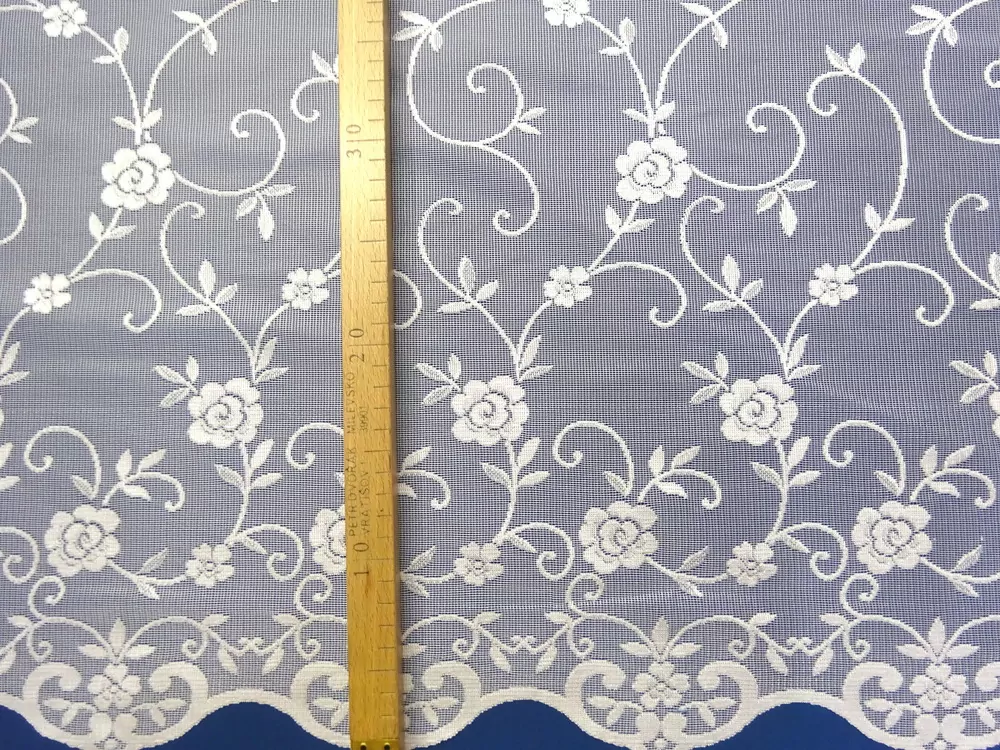 Záclona biela "kvety" - 130 cm 