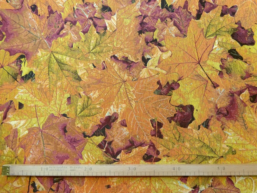 Gobelín "žlto-pomarančovo-vínové listy" 