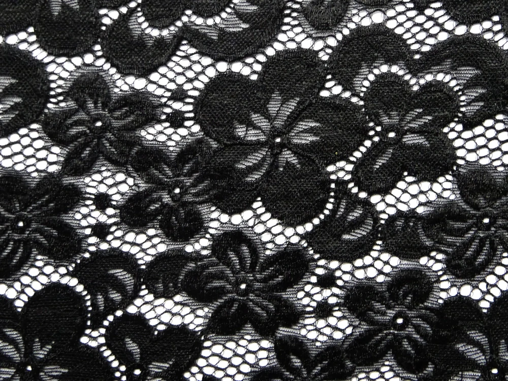 Krajka elastická čierna "kvety" 