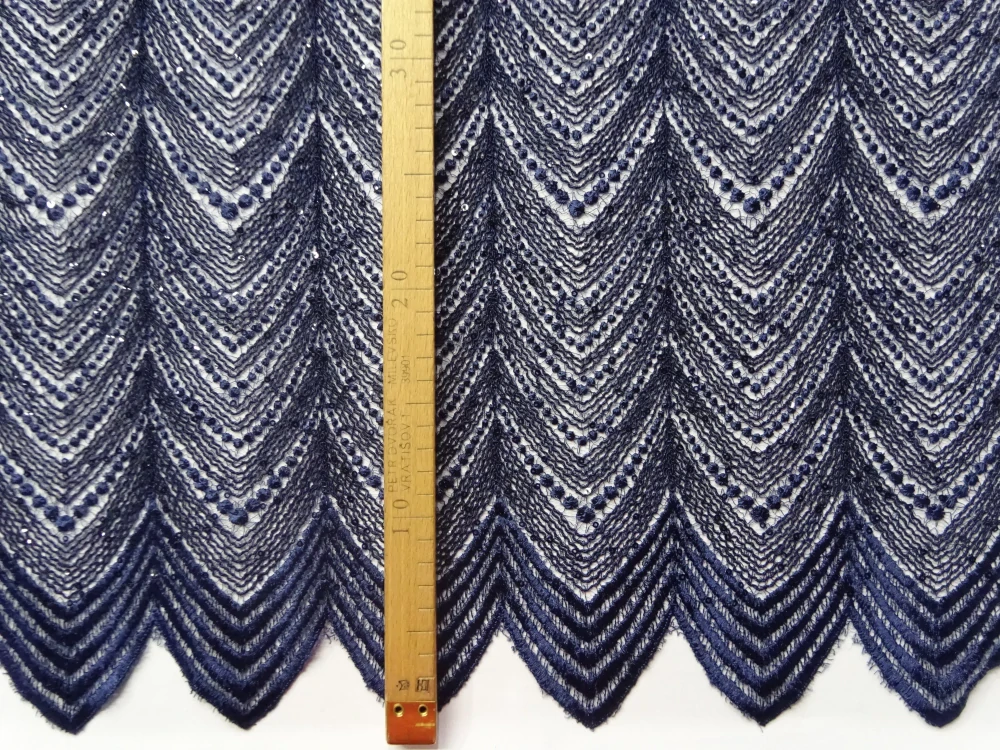 Krajka tmavomodrá "vzorovaná" - s flitrami 