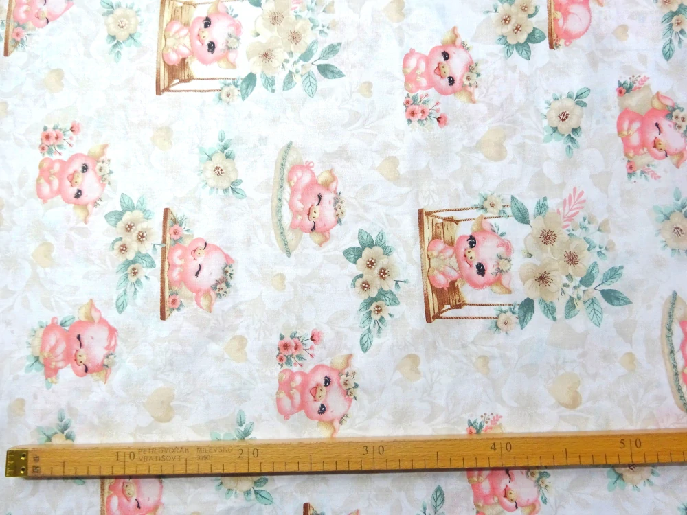 Bavlna biela "veselé prasiatka" 