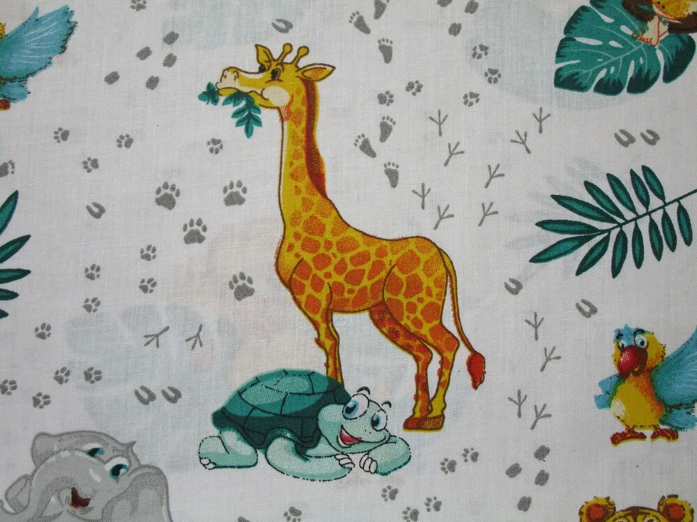 Bavlna biela "zvieratká, listy" 