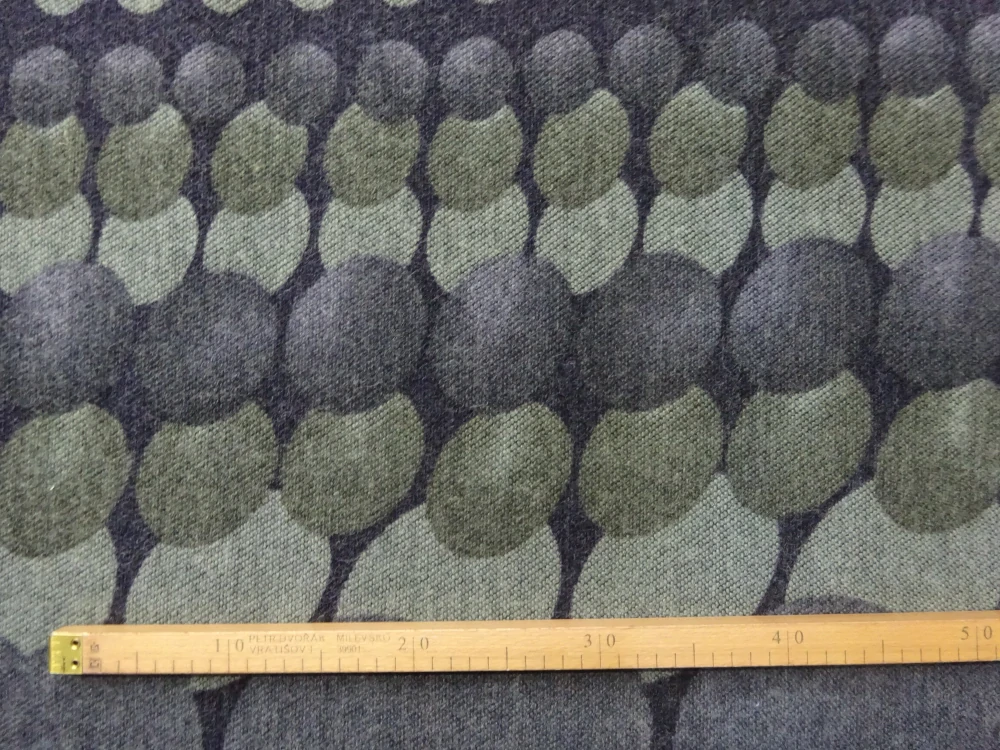 Svetrovina antracitová "zeleno-sivé bodky" - bordúra jednostranná 