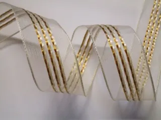 Stuha monofilová "béžové pásiky" - 40 mm
