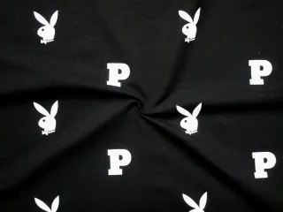Teplákovina čierna "biely playboy" 