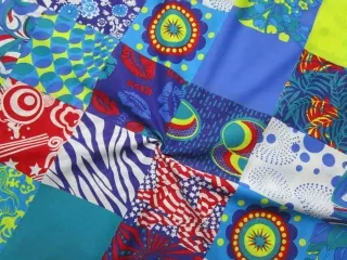 Bavlna bielo - modrá "patchwork"