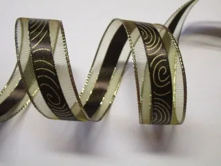 Stuha dekoračná olivová "špirála" - 25 mm