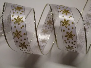 Stuha dekoračná "zlatá vločka" - 40 mm