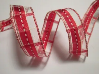 Stuha monofilová "bielo-červený vzor" - 25 mm
