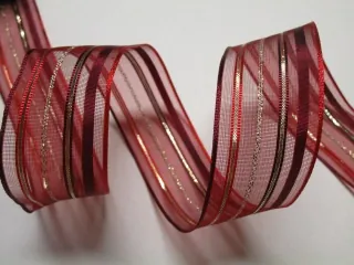 Dekoračná stuha s drôtikom "pásiky" - 40 mm