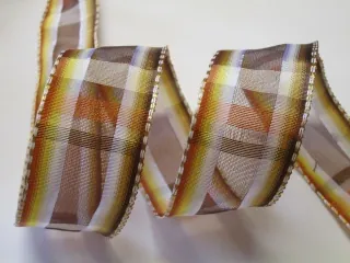 Stuha dekoračná s drôtikom "káro" - 40 mm