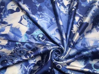 Satén bielo-modrý "glamour"