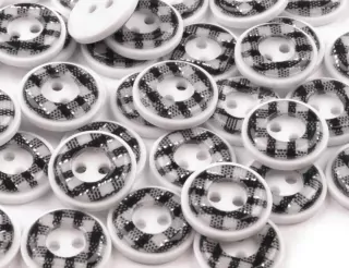 Gombík "bielo-čierne káro" - 13 mm