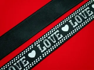 Stuha rypsová čierna "LOVE"