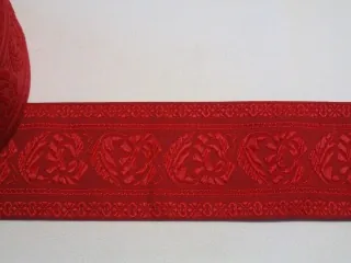 Stuha krojová červená "vzorovaná" - 5,5 cm