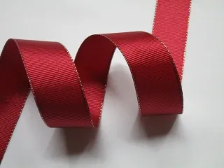Stuha rypsová "bordó so zlatým okrajom" - 25 mm