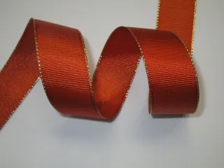 Stuha rypsová "medená so zlatým okrajom" - 25 mm