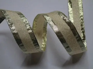 Stuha zlatá "stred pretkaný striebornou nitkou" - 25 mm