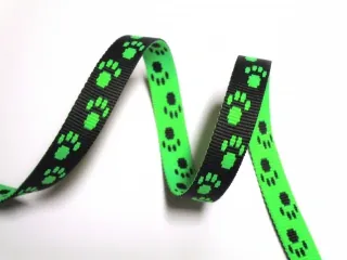 Popruh zeleno-čierny "ťapky"- 1,5 cm 