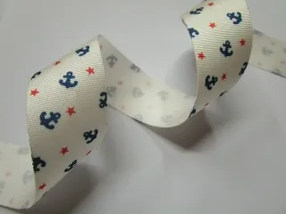 Stuha žakarská smotanová "námornícky motív"
