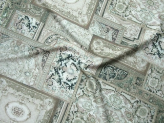 Hodváb zeleno-hnedý "ornamenty" 