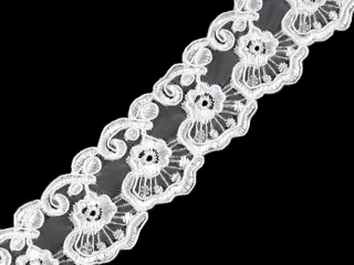 Borta organza biela "kvety"