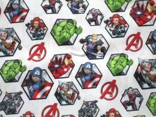 Bavlna biela "AVENGERS" - licencovaná 